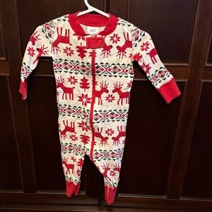 Hanna Andersson Red and White Reindeer Footie